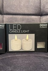 2er LED Echtwachskerze grau 4,5 cm