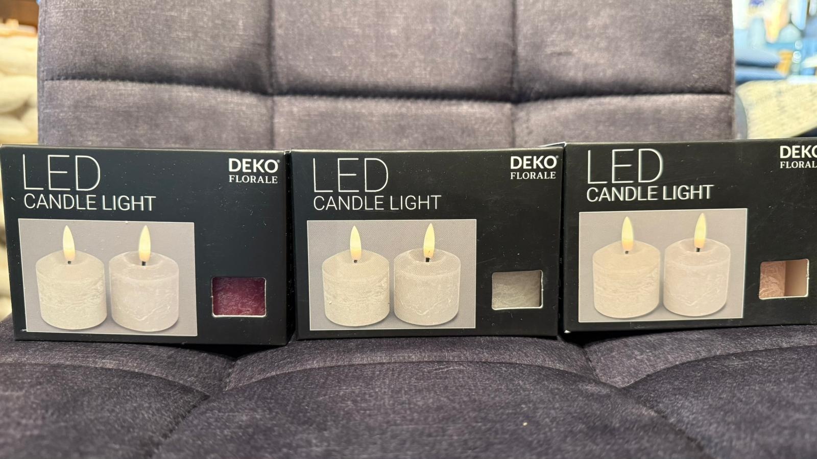 2er LED Echtwachskerze grau 4,5 cm