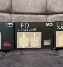 2er LED Echtwachskerze grau 6,5 cm