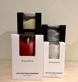 LED Echtwachskerze hellrot 7,5x12,5cm