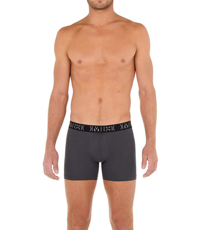 HOM Patrick #2 Long Boxer Briefs 3P Black Grey Grey-Melange