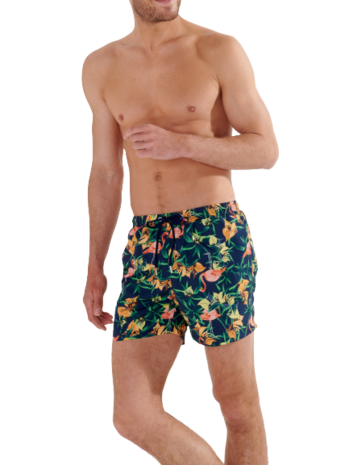 HOM Flamingo Beach Boxer Navy-Print