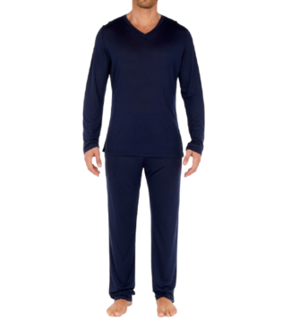 HOM Cocooning Long Sleeve Shirt V-Neck Navy