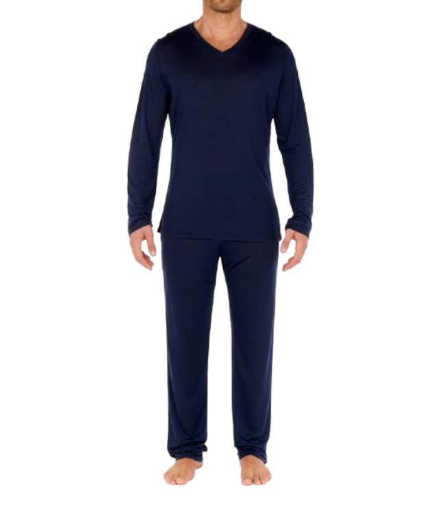 HOM Cocooning Long Sleeve Shirt V-Neck Navy