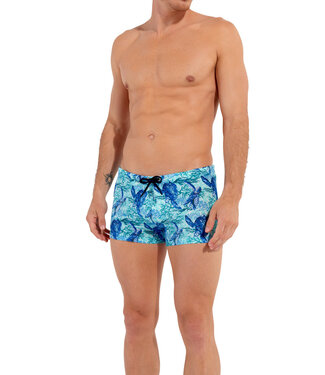 HOM Tartane Swim Shorts Blue Print