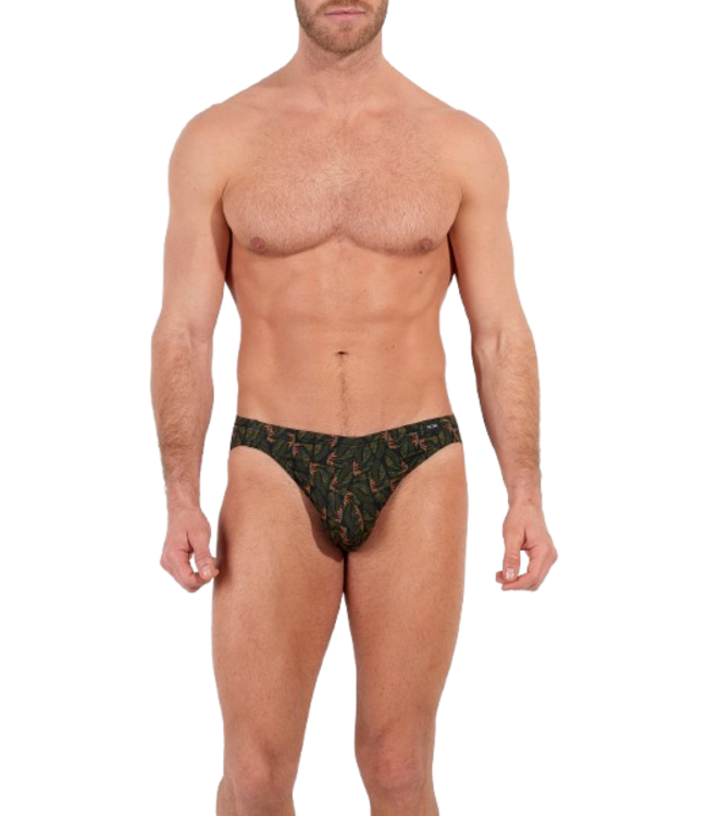 HOM Vizzavona Comfort Micro Briefs Khaki Print