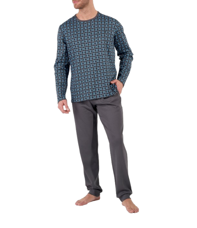 HOM Aloys Long Pyjama Dark Grey Print