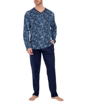 HOM Compiegne Long Pyjama Navy Print