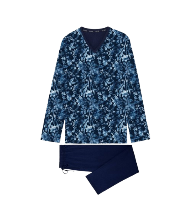 HOM Compiegne Long Pyjama Navy Print