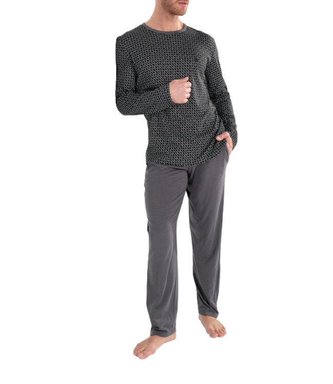 HOM Waldorf Long Pyjama Grey Print