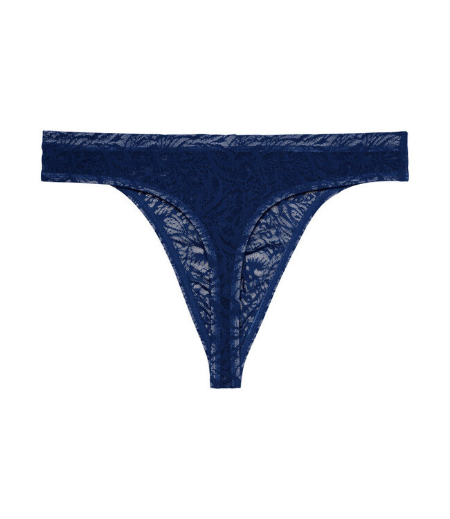 HOM Free Cut Lace G-String Navy