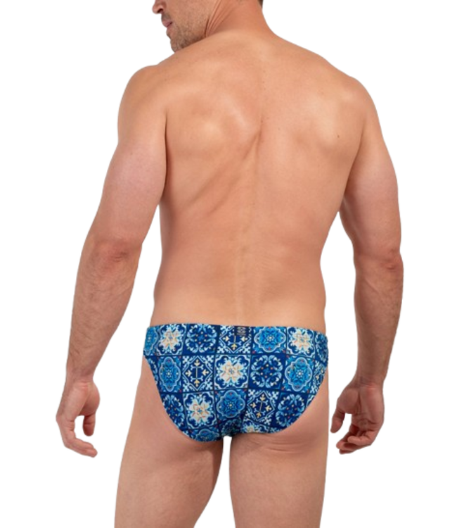 HOM Maiolica Swim Micro Briefs Blue Print (Pre-order Februar 2026)