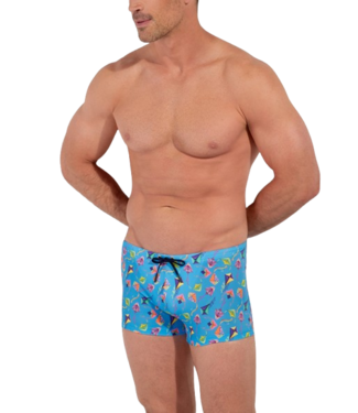 HOM Lido Swim Shorts Blue Print (Pre-order Februari 2026)