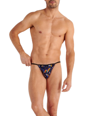HOM Funky Styles Tanga Briefs Black Print