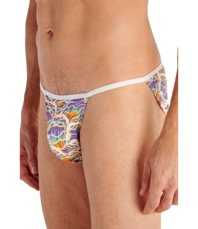 HOM Funky Styles Tanga Briefs White Print (Pre-order April 2026)