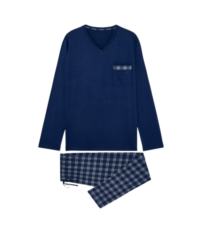 HOM Sid Long Sleepwear Navy Check