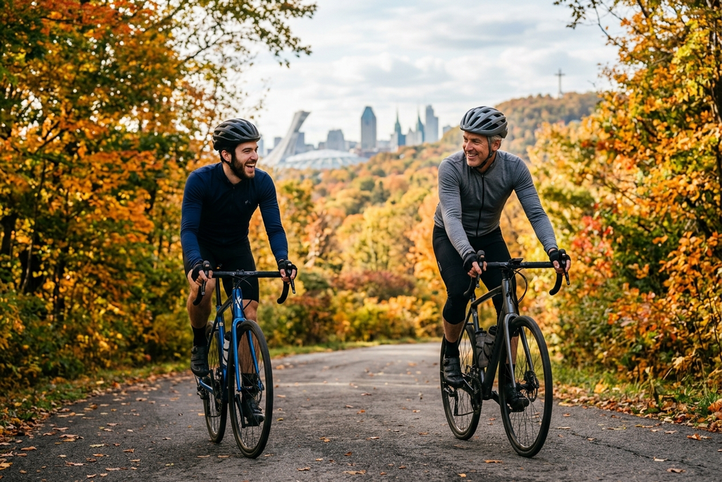 Montréal, zwei Rennräder und ein Versprechen: Vater und Sohn jagen den Regenbogen