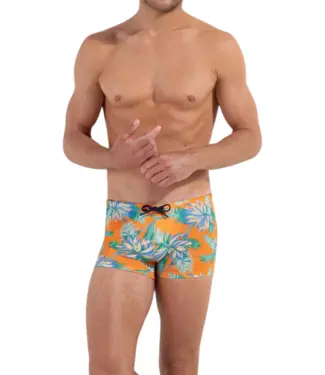 HOM Gigaro Swim Shorts Orange Print