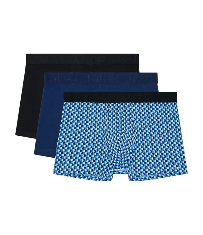 HOM Daniel #2 Boxer Briefs 3P Black Navy Blue Print