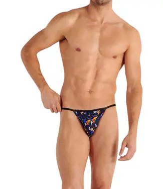 HOM Funky Styles Tanga Briefs Black Print