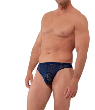 HOM Free Cut Lace G-String Navy