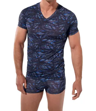 HOM Star Island T-Shirt V-Neck Blue Print