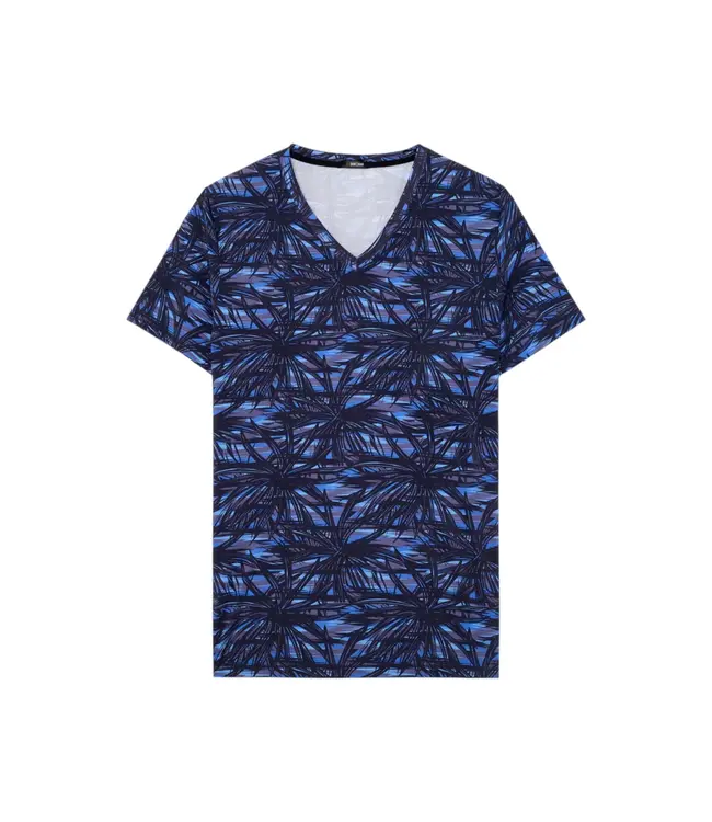 HOM Star Island T-Shirt V-Neck Blue Print