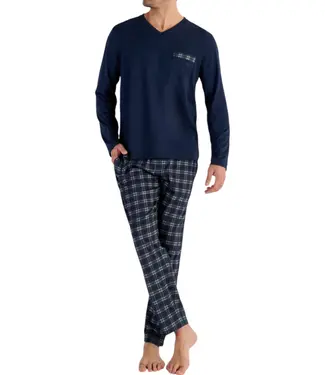 HOM Sid Long Sleepwear Navy Check