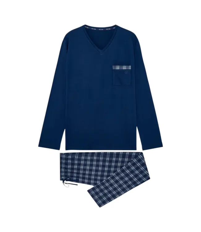 HOM Sid Long Sleepwear Navy Check
