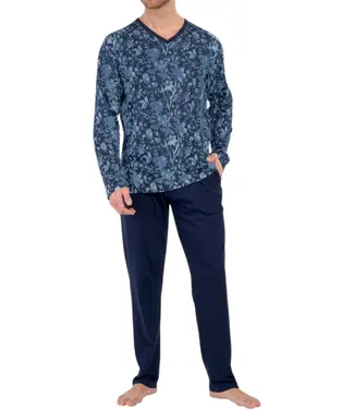 HOM Compiegne Long Pyjama Navy Print