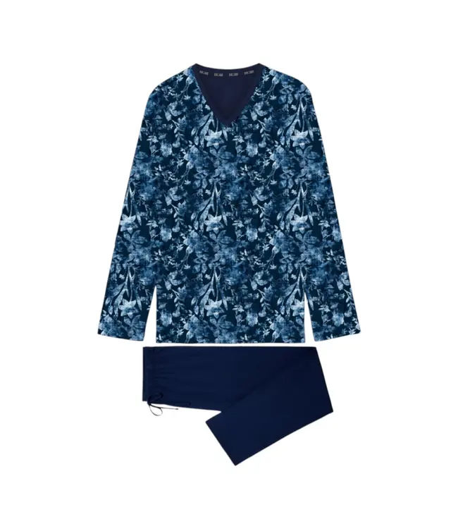 HOM Compiegne Long Pyjama Navy Print