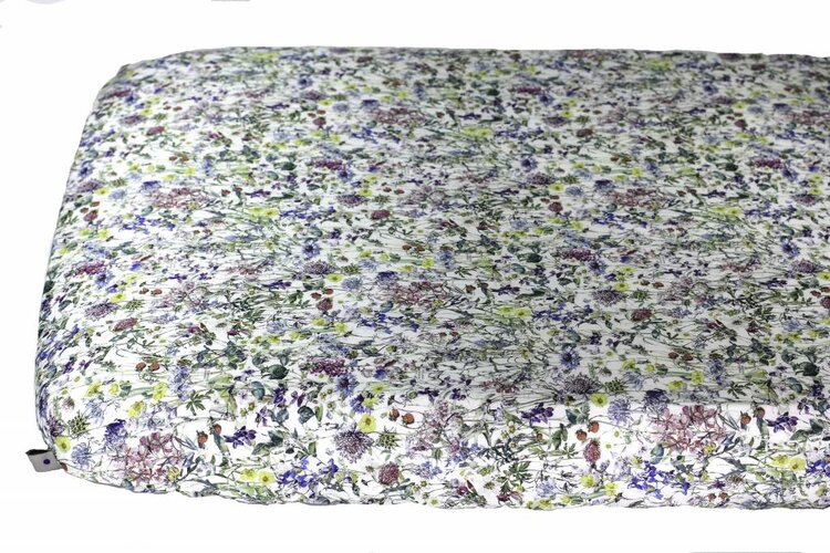 Super Carla fitted sheet baby wild flowers blue 60x120