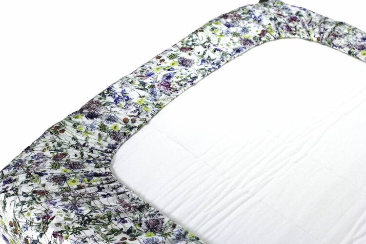 Super Carla hoeslaken baby wild flowers blauw 60x120