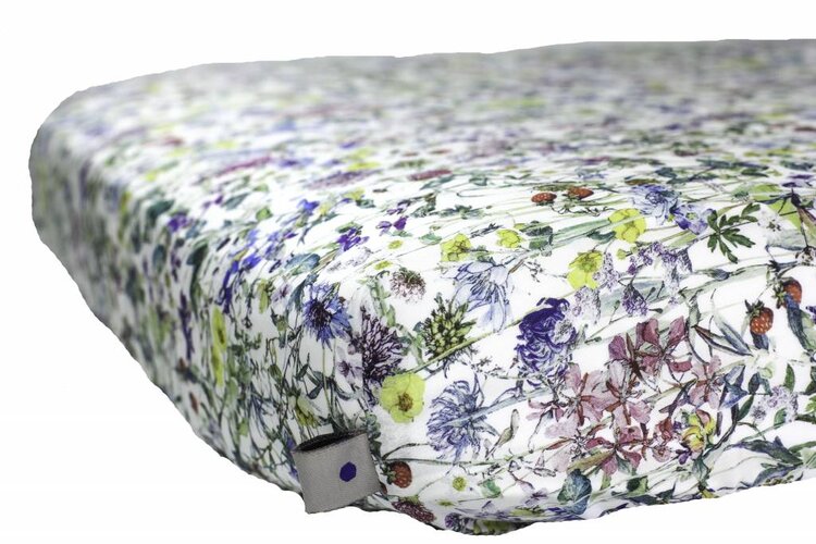 Super Carla hoeslaken baby wild flowers blauw 60x120