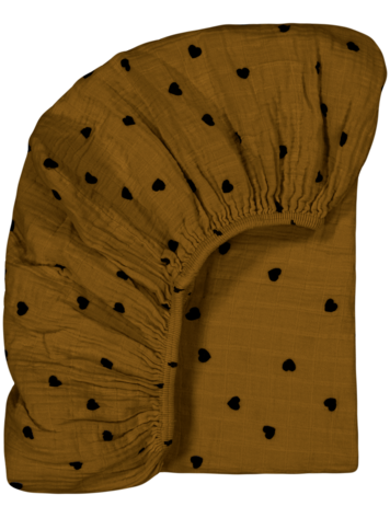 Rose in April Rose in April Fitted sheet heart ochre junior 70x140