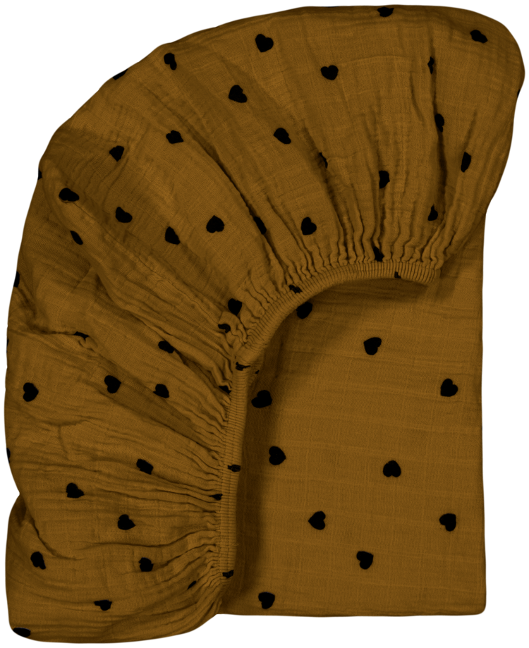 Rose in April Rose in April Fitted sheet heart ochre baby 60x120