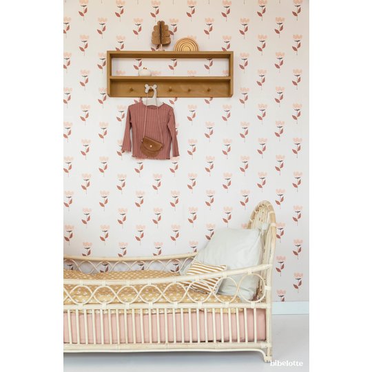 Bibelotte Bibelotte Behang retro bloem roze