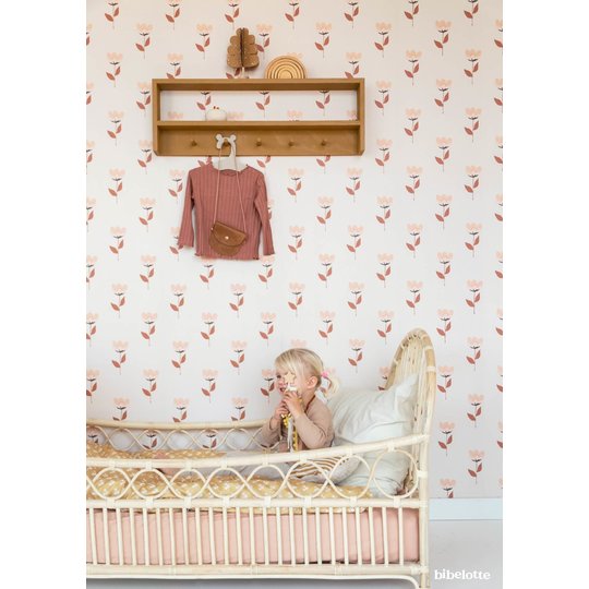 Bibelotte Bibelotte Behang retro bloem roze