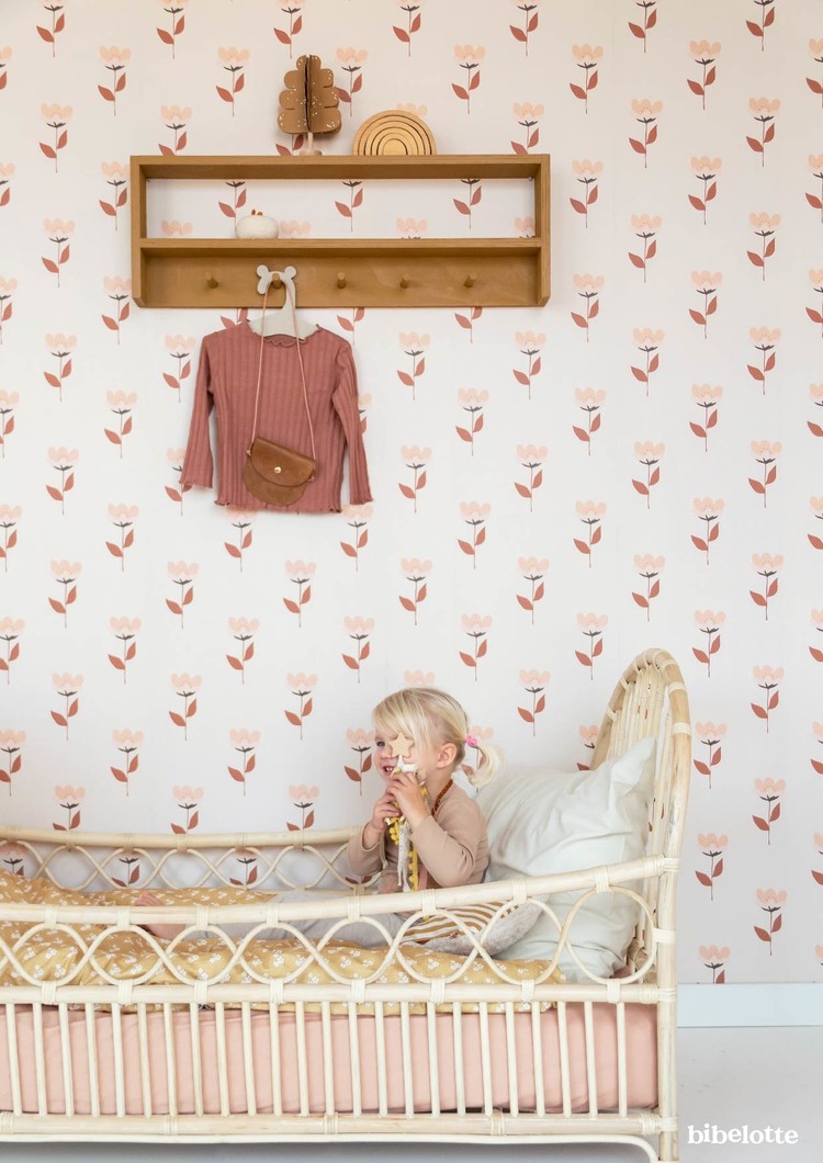 Bibelotte Bibelotte Behang retro bloem roze
