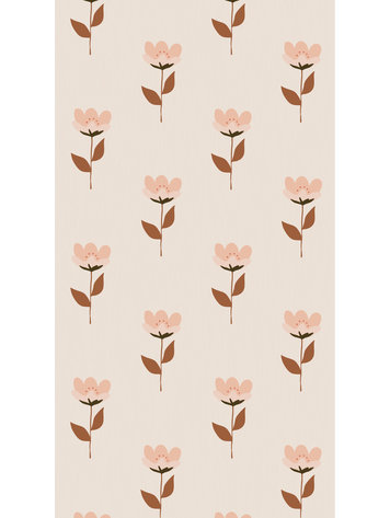 Bibelotte Bibelotte | Behang retro bloem roze