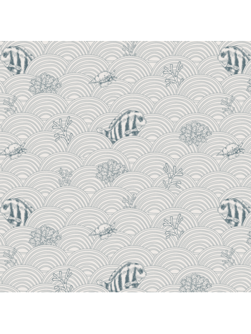 Little Amour Little Amour Behang Fishy waves blue