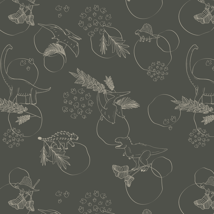 Little Amour Little Amour | Behang Dino planet groen