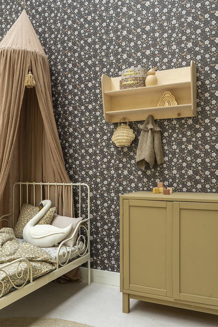 Little Amour Little Amour Behang Little flower garden grey