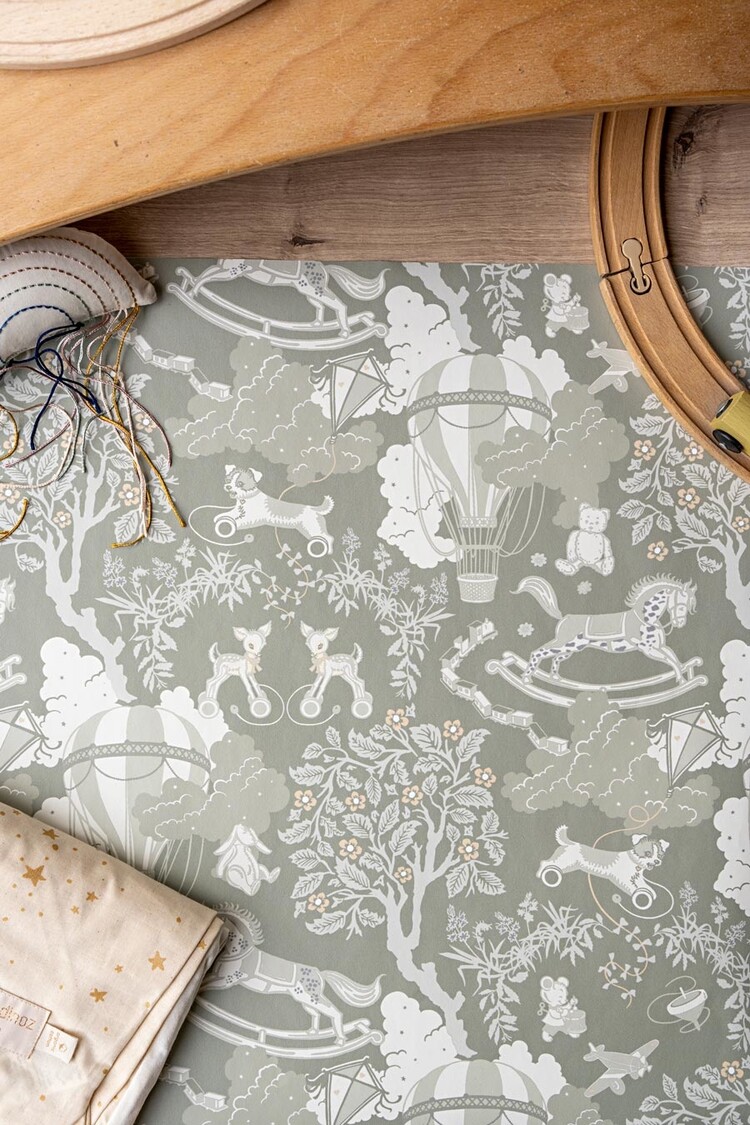 Little Amour Little Amour Behang Dreamy toys green