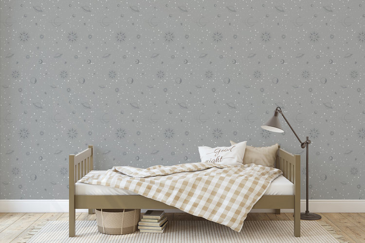 Little Amour Little Amour Behang Space stars grey