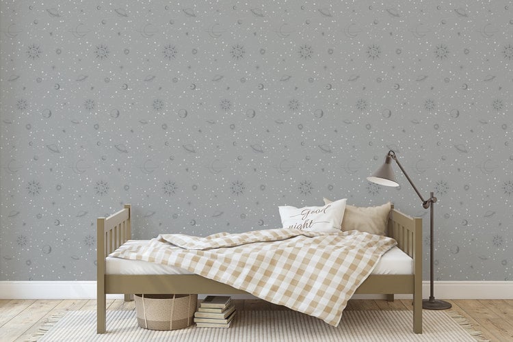 Little Amour Little Amour | Behang Space stars grijs