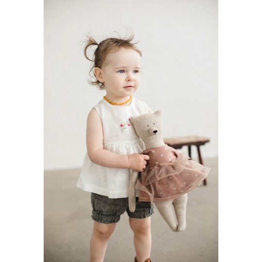 La Petite Alice La Petite Alice Ivy Linnen korte broek met plooien grijs