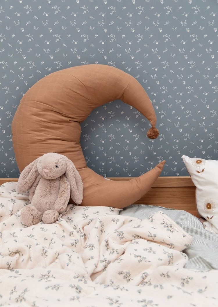 Bibelotte Bibelotte | Behang bloemenzee klein denimblauw