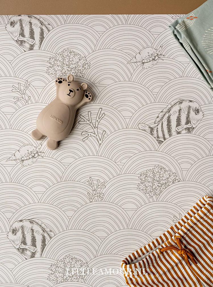 Little Amour Little Amour | Behang Fishy waves grijs