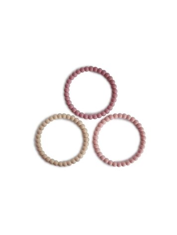 Mushie Mushie | Pearl Teething Bracelet linen/peony